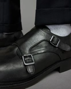 Buy 👍 Dalton Leather Monk 👟 Shoes Black 🥰 -Men's Shirts popular shop MZ560X 5 4