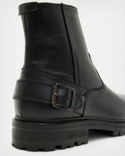 Outlet 🎁 Thrust Leather 🥾 Boots Black 🤩 -Men's Shirts popular shop MZ567X 5 5